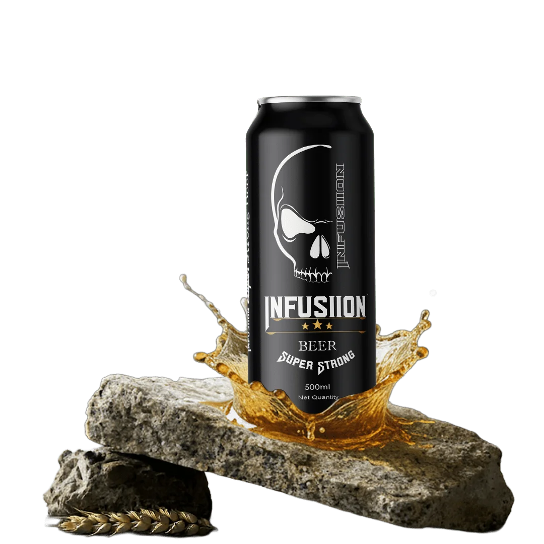 Strong beer infusiion showcasing a bold, rich color and premium brewing quality in a chilled glass